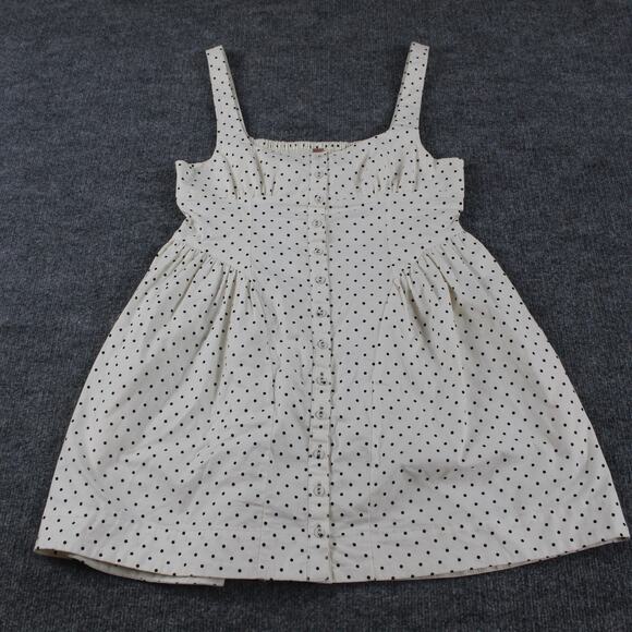Free People Dress Women Medium Printed Astrid Mini White Polka Dot Babydoll Boho - Picture 5 of 13